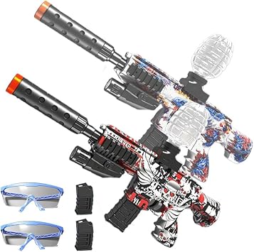 2 Pack Gel Ball Blasters, Full Auto Electric Splatter Ball Toy, 10 Rounds Per Seconds, 2 High-Performance Modular Battery, Outdoor Activities Team Game Toy for Age 12+ Year Up Set No.2