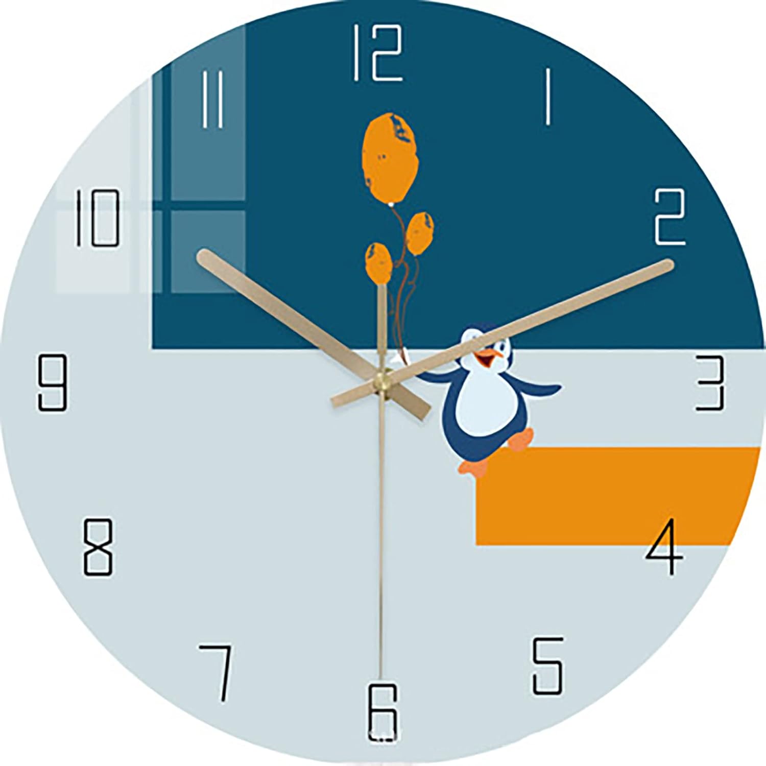 JATIBOSH Nordic Mute Round Wall Clock Living Room Quartz Hunging Clock Creative Minimalist Outdoor Clock 12 Inch Battery Operated Patio Home Decor Clock (Battery Not Included)