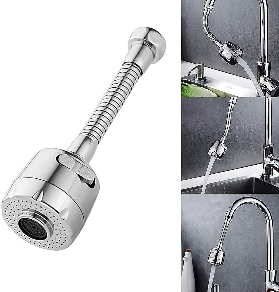 MHS ABS + Stainless Steel 360 Degree Rotation Bubbler Saving Water Tap Faucet Filter Shower Head Nozzle Having 2 modes And Flexible chain