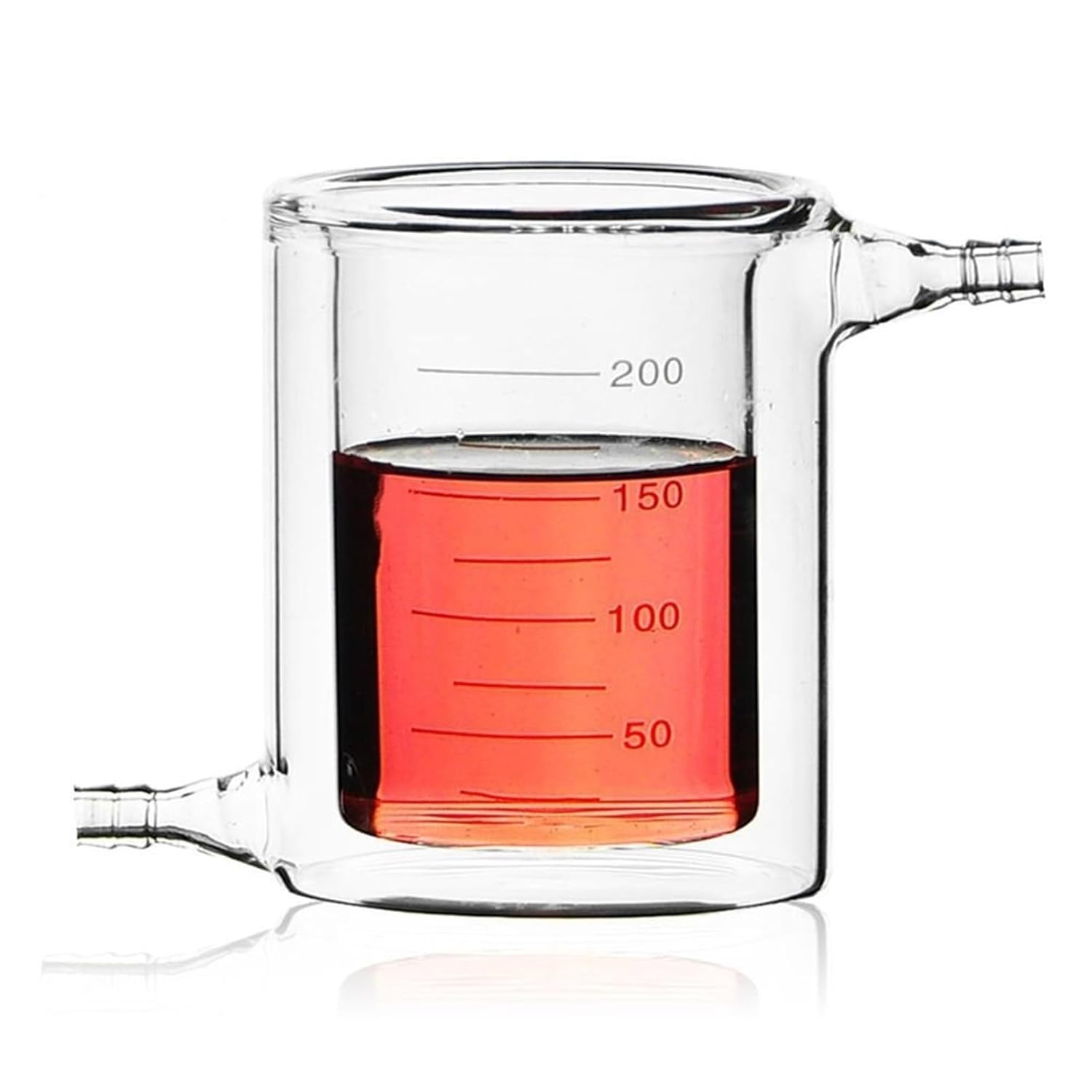 200mL Lab Jacket Glass Beaker Borosilicate 3. Jacketed Cup Laboratory Chemistry Glassware