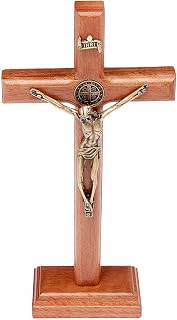 Wall and Table Wood Cross Crucifix (7.5 inch - Antique Gold)