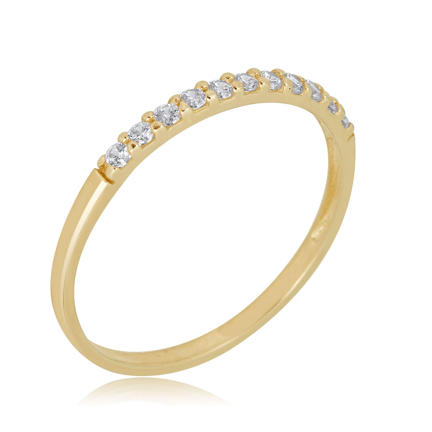 AVORA 10K Gold Simulated Diamond CZ Half Eternity Band