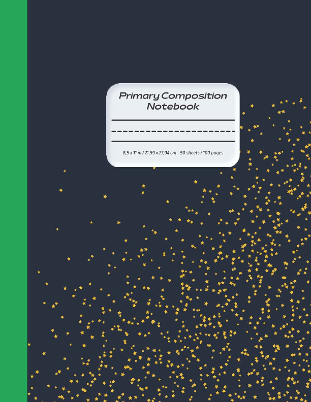Primary Composition Notebook Story Paper Journal: Dashed Midline And Picture Space School Exercise Book with a flying spaceship inside the notebook