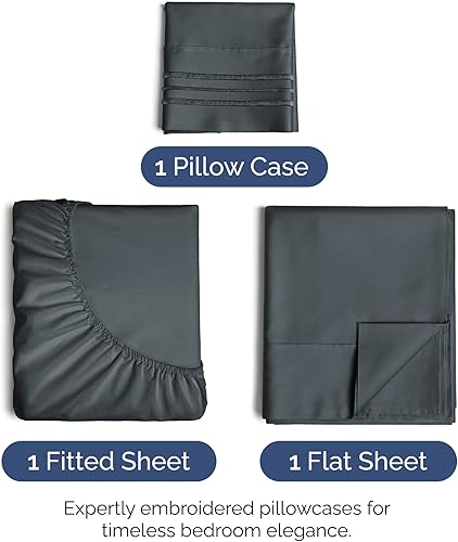 Vista 1372 de Juego de sábanas de 4 piezas tamaño king, extrasuaves, transpirables y refrescantes con esquinas profundas, sábanas de fácil ajuste y sin arrugas