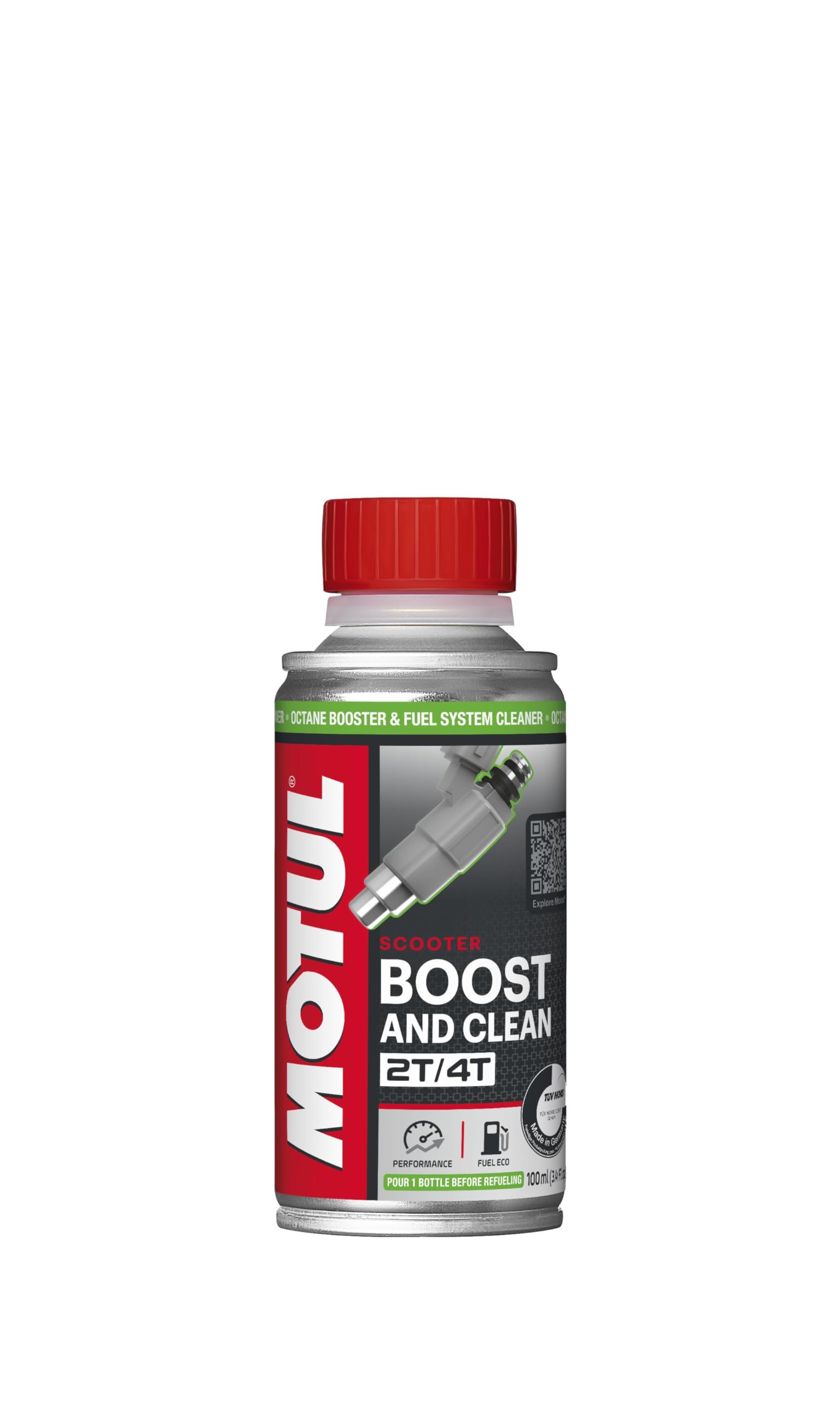 Motul - Additivo per Migliorare il Numero di Ottano e Detergere Scooter - Motori 2T et 4T - Riduzione dei Consumi - Ideale Prima della Revisione - Boost and Clean Scooter - 100 ml