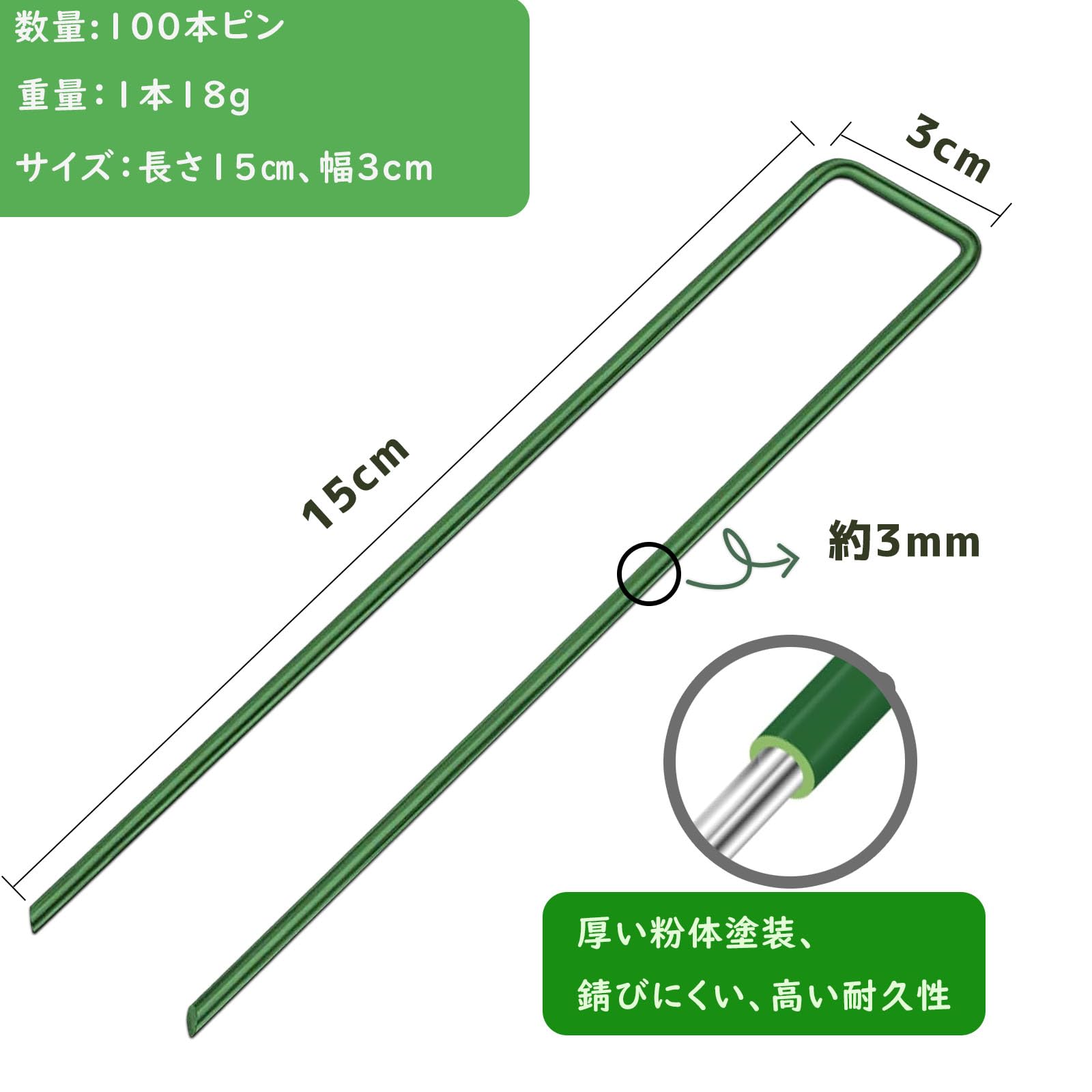 Amazon.co.jp: 人工芝 ピン 100本セット Niesporek 防草シート 固定