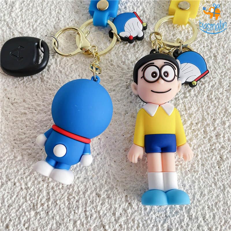 Image of Cute Cartoon Character Silicone 3D Key Chain with Strap Charm & Metal Hook, Merchandise Key Rings Gift for Kids Girls Boys Men & Women