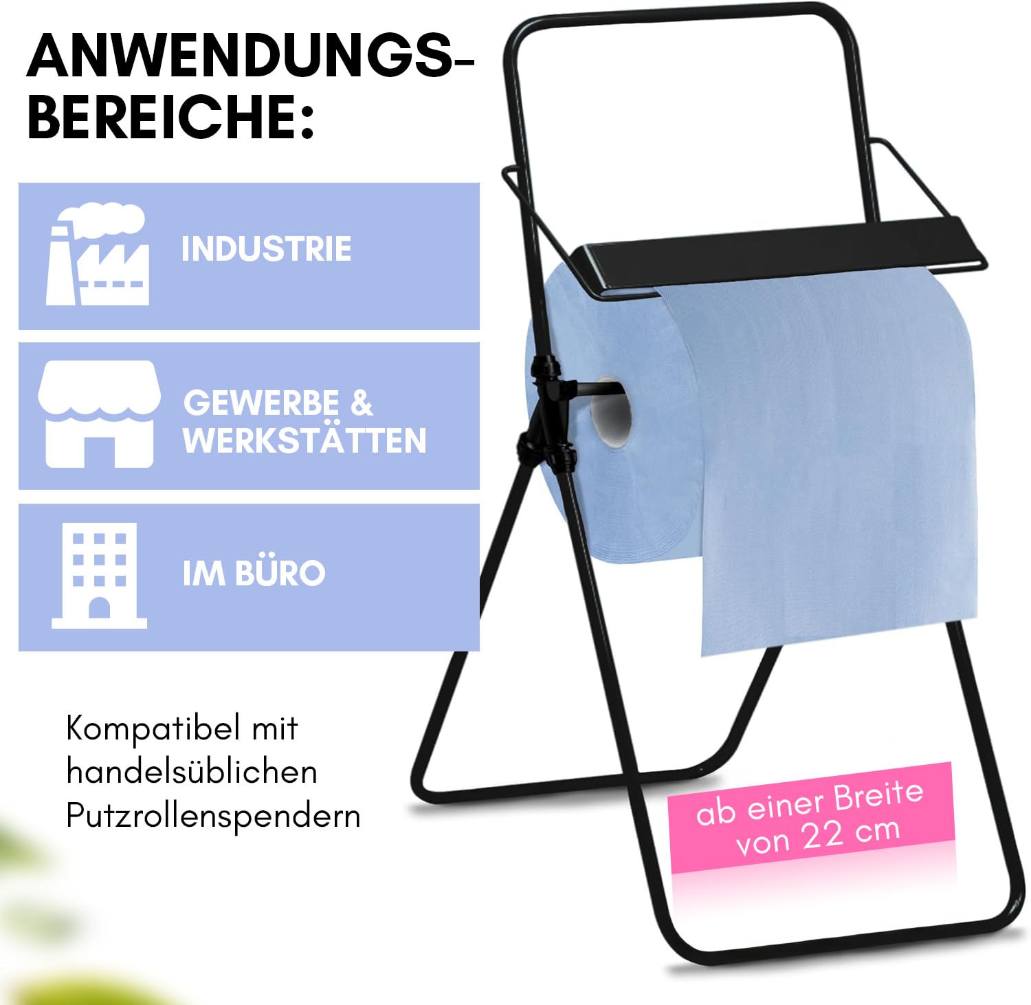 1 Palette Putztuchrollen, blau, 2-lagig, 500 Blatt, 22x35cm, 2 Rollen/VE, 63 VE/Palette, Papierrolle, perforierte Papiertücher, Putztuchrolle für Industrie, Werkstatt und Restaurant
