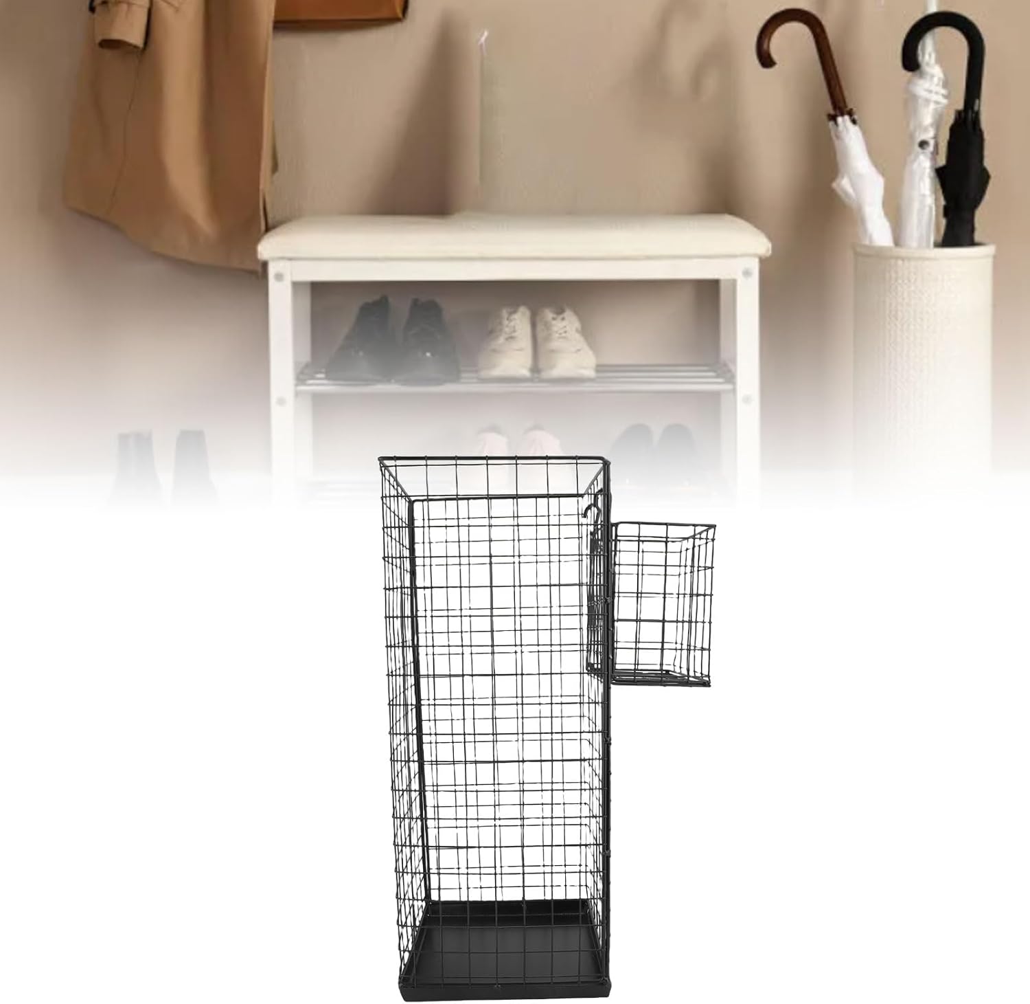 Pilipane Umbrella Holder Stand Rack Geometric Design Powder Coating Iron Umbrella Holder Bin for Entryway Indoor Sturdy Space Saving Organizer for Home Office 50x20x20cm 15x10x15cm