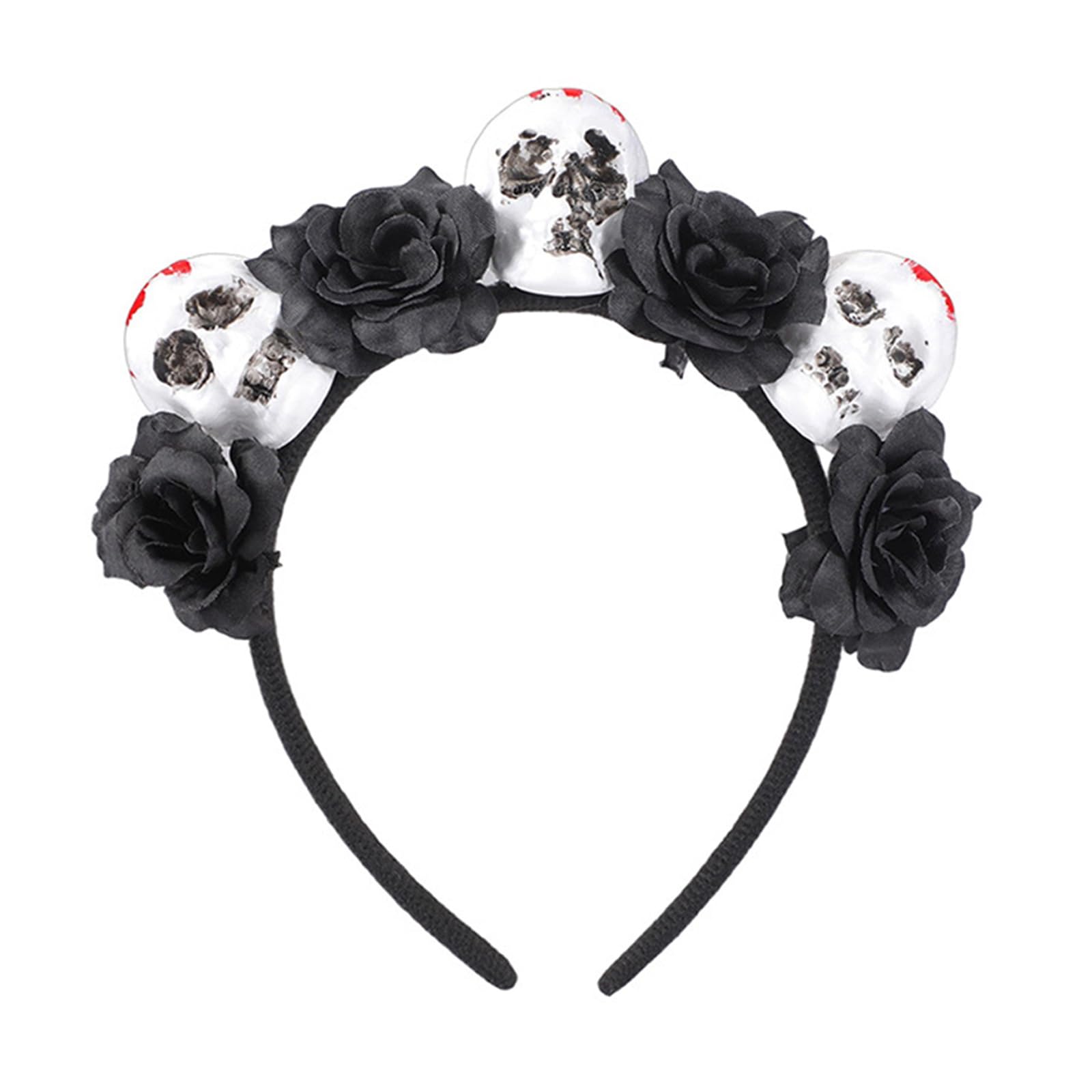 Buxuaaaa Horror Skull Hairband Elastic Headwear for Halloween Costumes, Party Accessory Cosplay Decoration Dark Horror Skull Hair Accessories