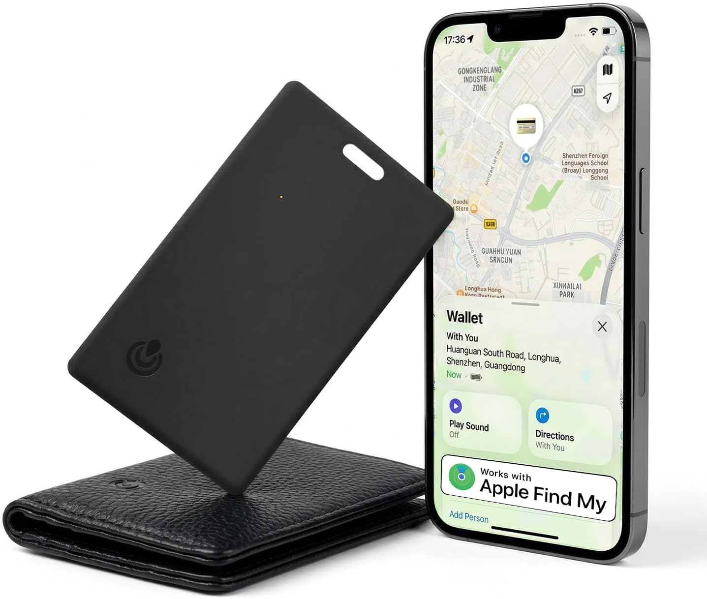 Smart Wallet Tracker Card,Lychee Grain Leather-Smart Tracker Card Wallet,Compatible with Apple Find My(iOS Only),Tracking Cards Tags,Replaceable Battery,Loud Alert Passport,Purse,Backpack