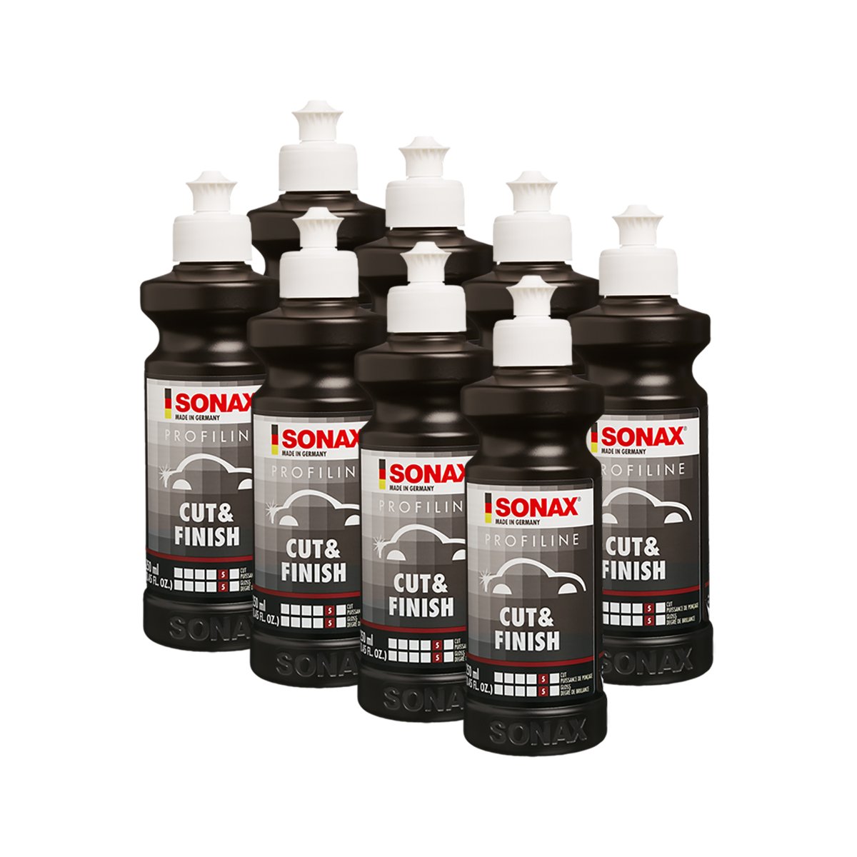 SONAX 8 x 02251410 ProfiLine Cut & Acabado silikonfrei Lija abrillantador Tube 250 ML
