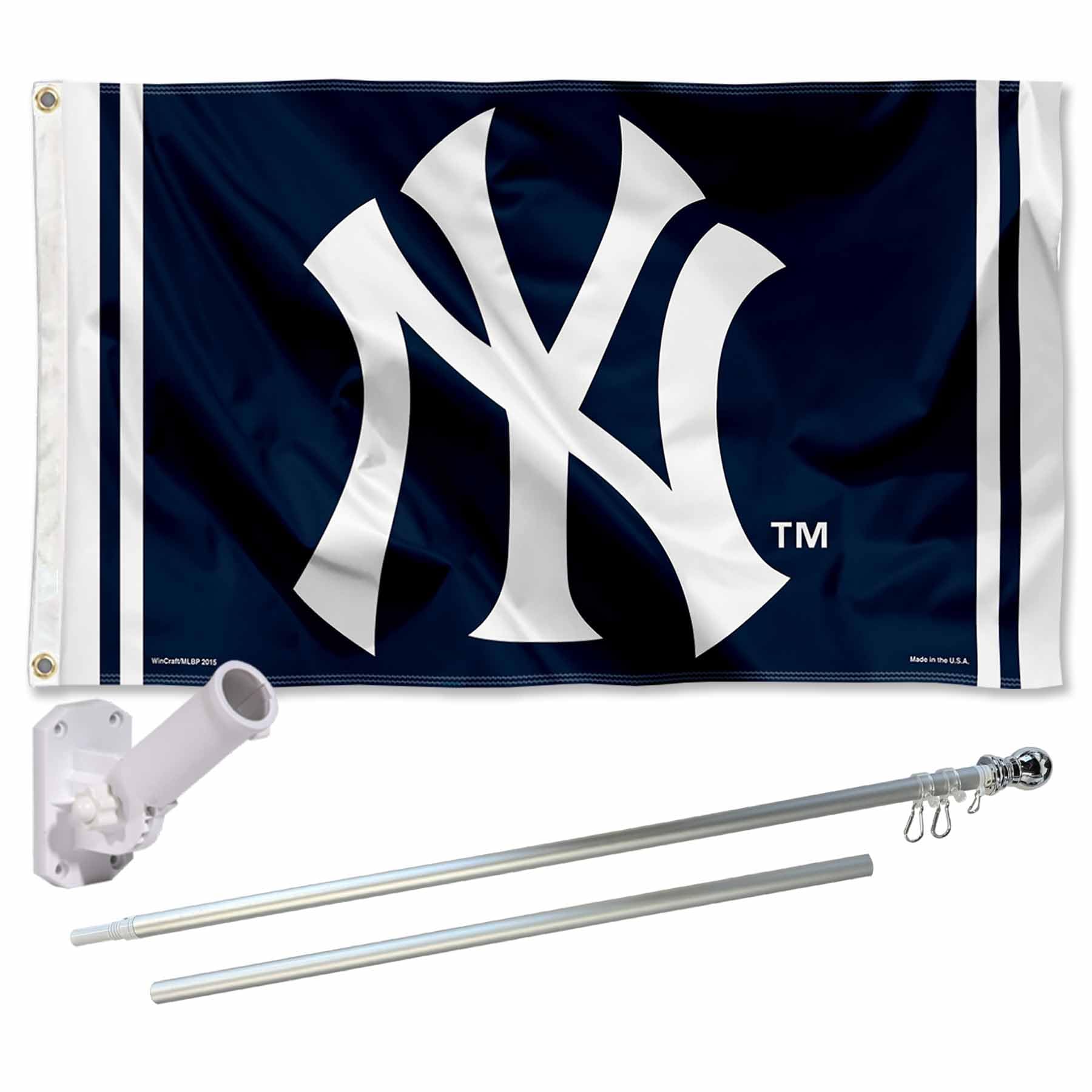 NY Yankees NY Logo Flag Pole and Bracket Set