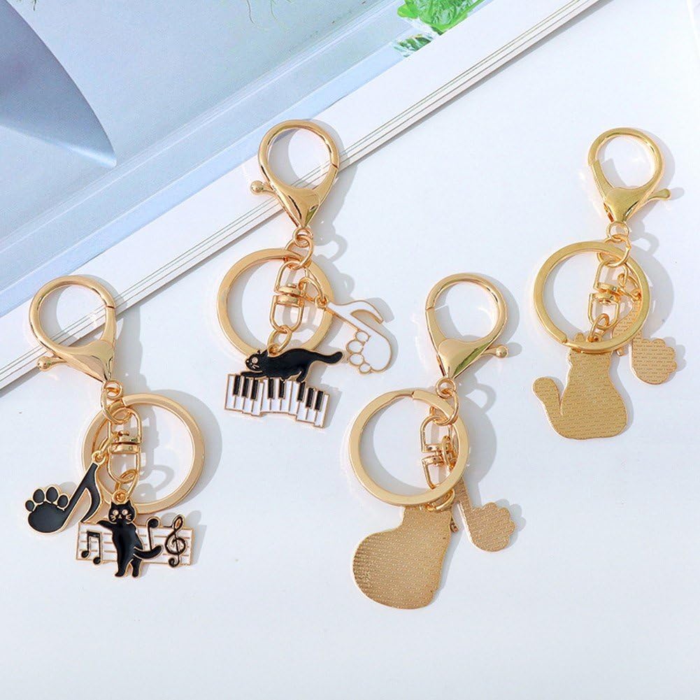 Amazon.co.jp: Toivexa かわいい 猫 ピアノ 音符 キーチェーン