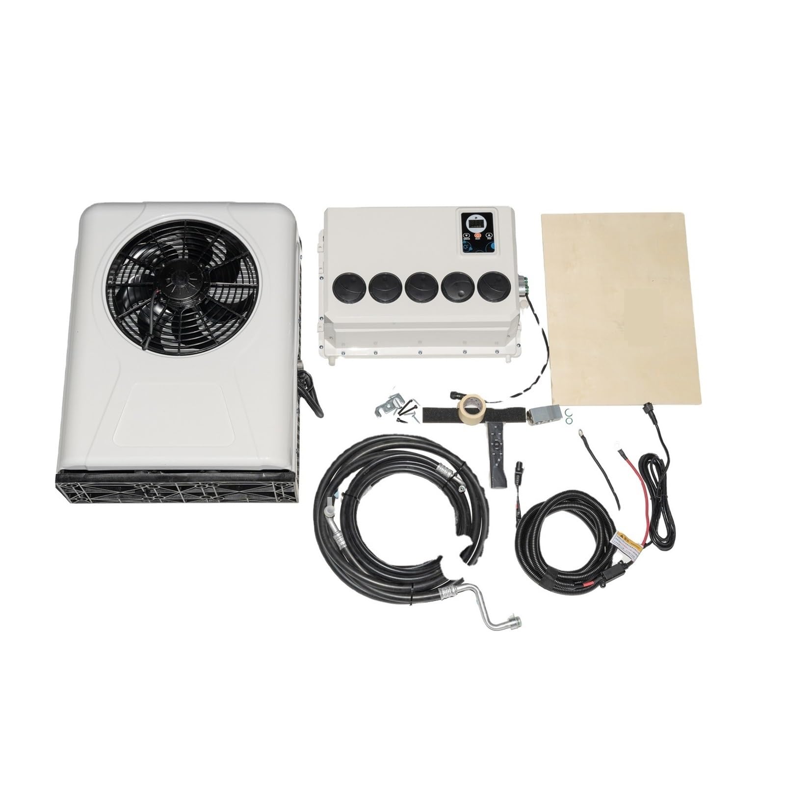 Elektryczny klimatyzator samochodowy dzielony, klimatyzacja parkingowa 12V 24V do ciągnika siodłowego RV Camper Van samochód kempingowy,Cicha praca(A Set of AC 24V)
