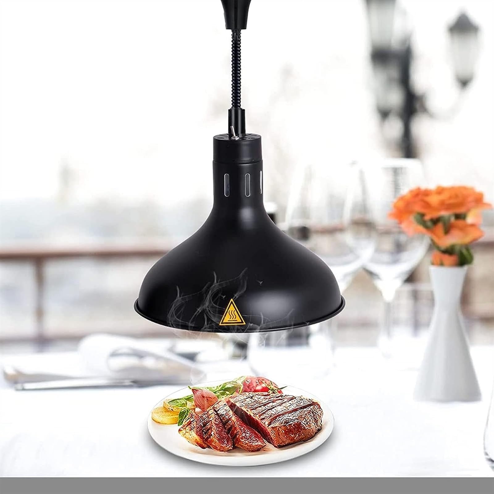 Podgrzewacz do żywności Lampa grzewcza, Regulowany bufet Jedzenie Teleskopowe Światło Pojedyncza Głowica Lampy grzewcze, Regulowana Wysokość 60-180 cm, Wiszące Lampy