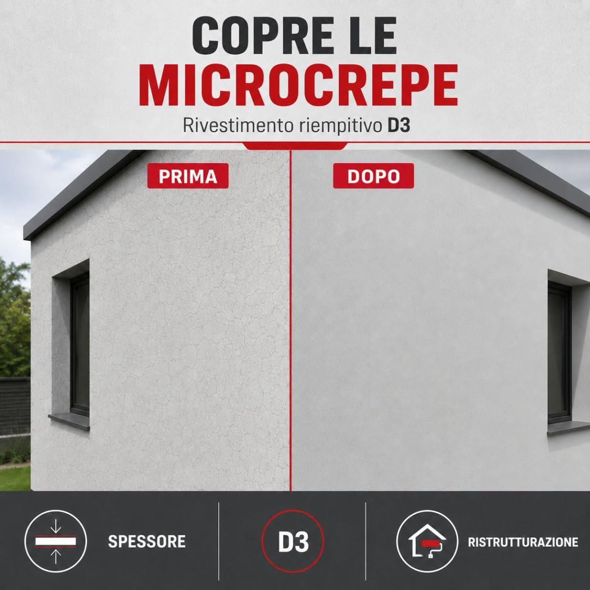 Pittura Facciata Acrilica per Intonaco 2,5 L Bianco | Impermeabilizza le Facciate, Copre le Microfessure, Microporosa, Alto Potere Coprente, Finitura Opaca - Arcane Industries