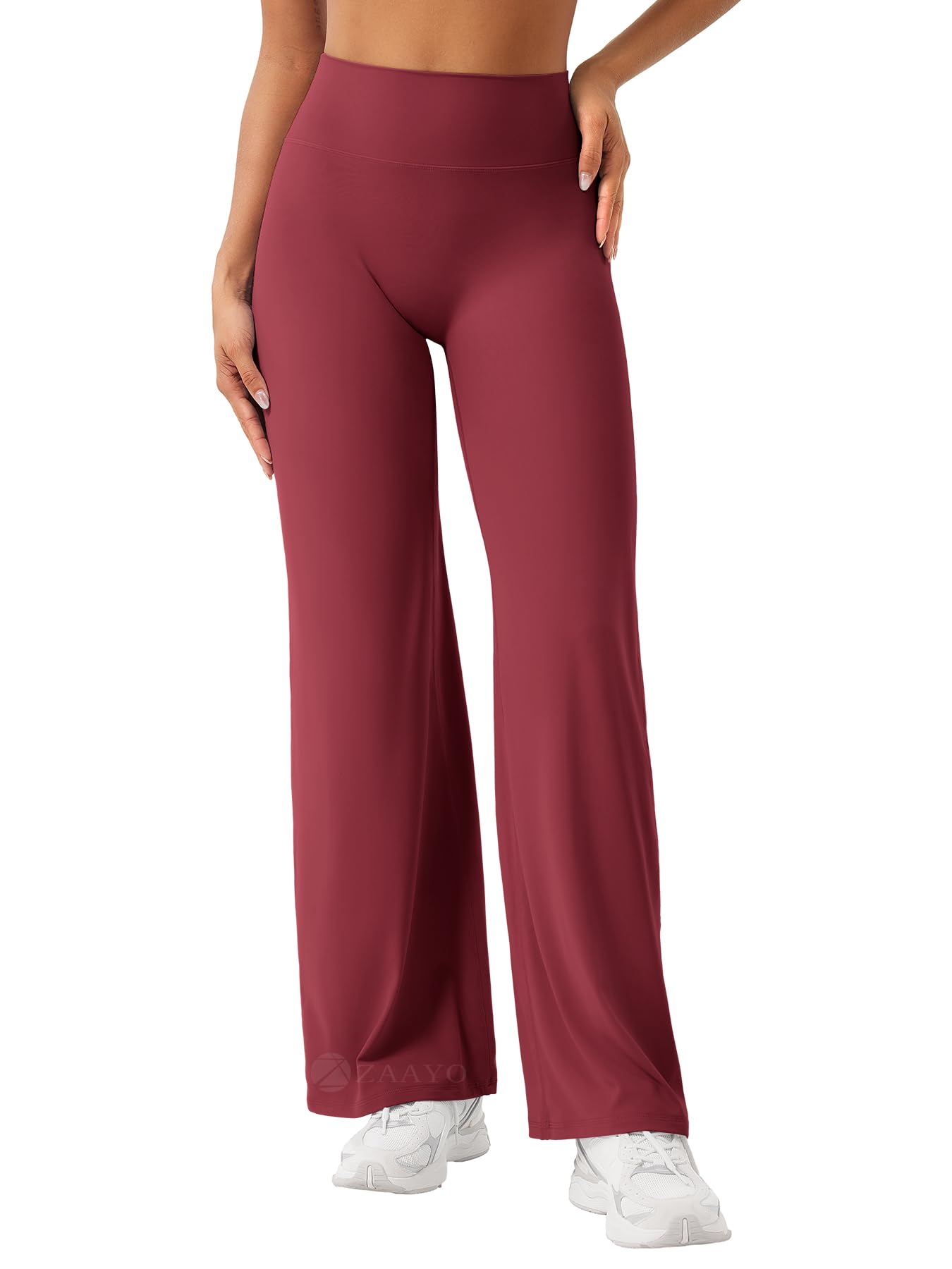 ZAAYO Nahtlose Straight Leggings Damen Hohe Taille Flared Leggings Yoga Hosen Sport Yoga Legging Damen Gym Yoga Pants Schlaghose-Regular/Lang/Extra Lang