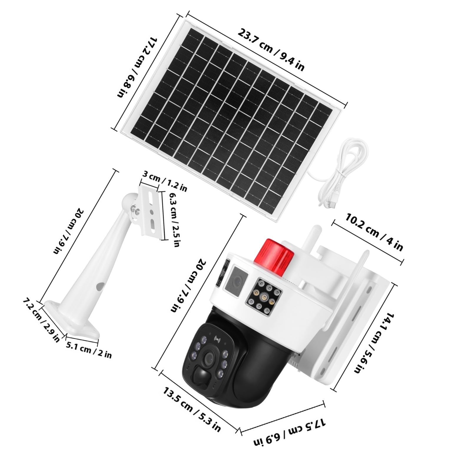 OUNONA Caméra de Sécurité Extérieure Panoramique Rotative WiFi Solaire