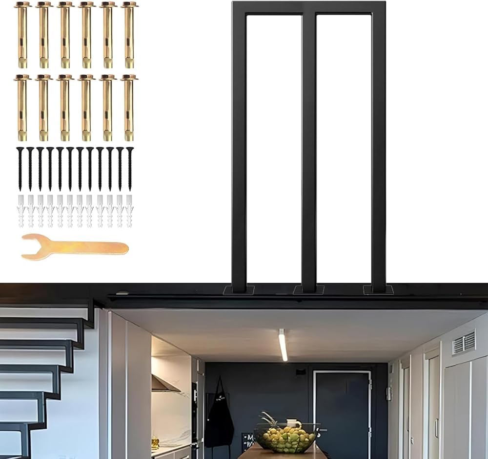 LQSYBHD M-shaped Handrail Stair Railing Indoor Guardrail, Matte Black Square Tube Wrought Iron Retro Decor Balusters, Outdoor Gardens Safety Support Banisters(Size:3.12ft/95cm)