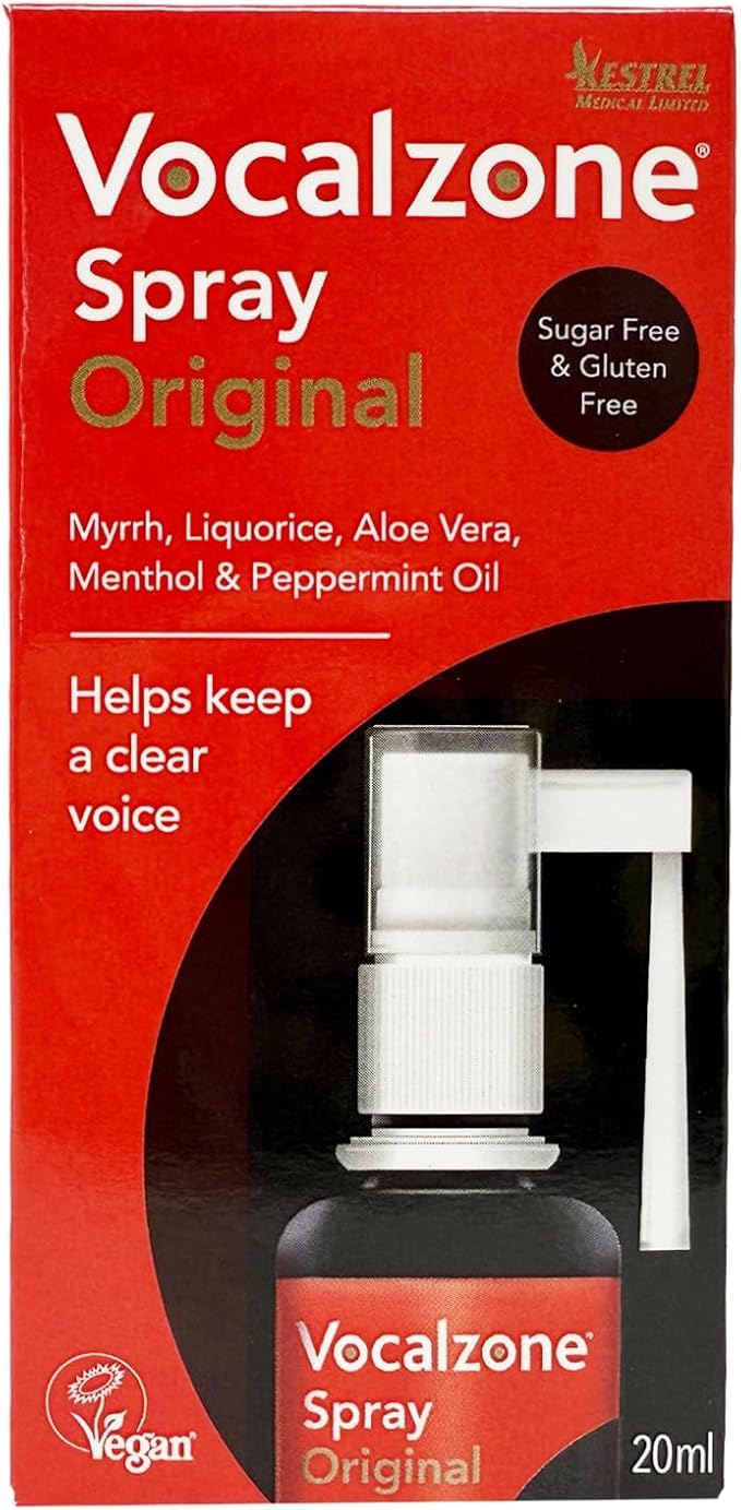 Vocalzone Spray Original. for Hard-Working Voices. Helps Keep a Clear Voice