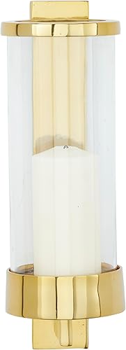 Miniatura 1 de Deco 79 Aplique de pared de vela individual de metal de aluminio, 6 "x 8" x 16", dorado