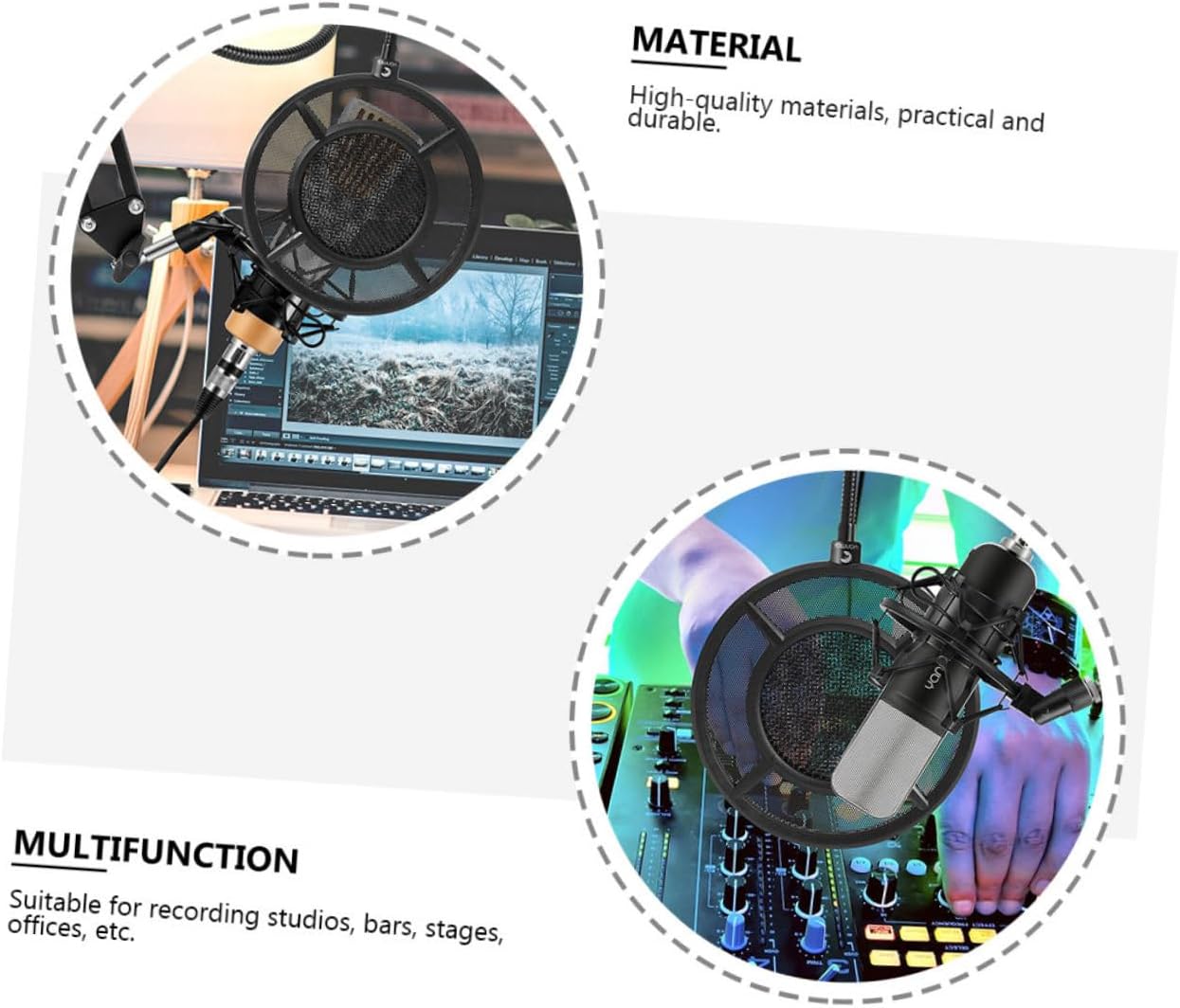 Professional Microphone Filter Windscreen Black Safe Material Rotatable for Music Recording