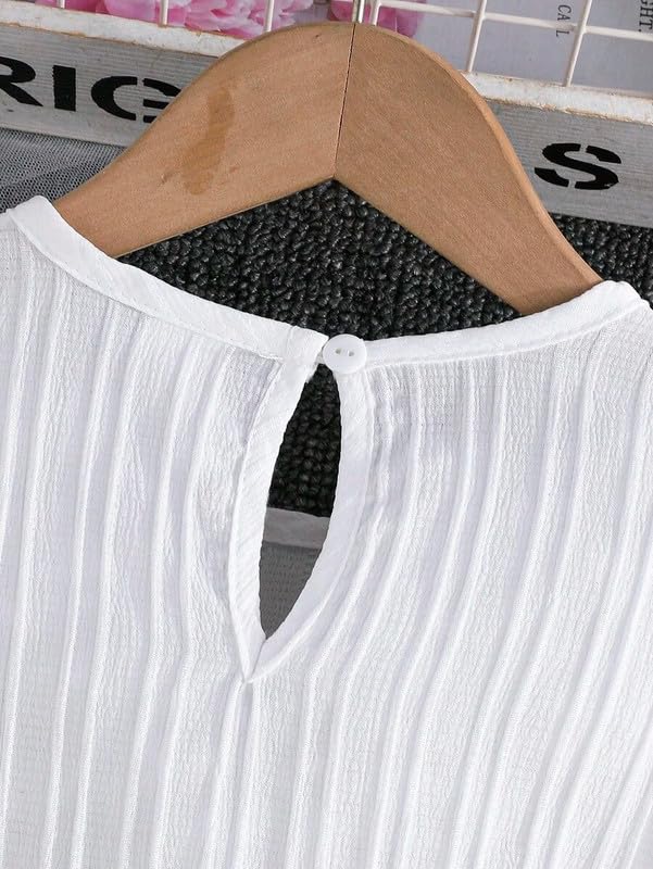 Image of Niren Enterprise Girls' Frill Pleated Design, Ruffle Sleeves, Bow Waist, Elegant Summer & Birthday Party Dress