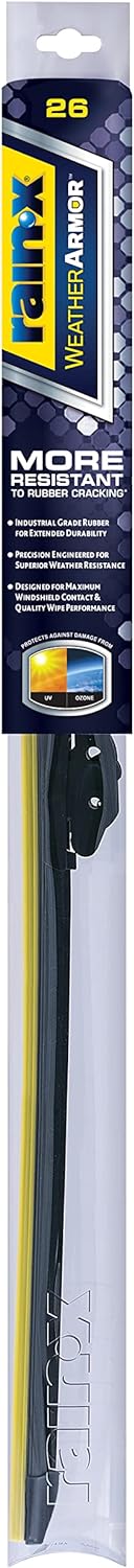 Rain-X 830226 WeatherArmor Beam Wiper Blades, 26 Inch Windshield Wipers (Pack of 1), Automotive Replacement Windshield Wiper Blades With Industrial Grade Synthetic Rubber Squeegee 26"