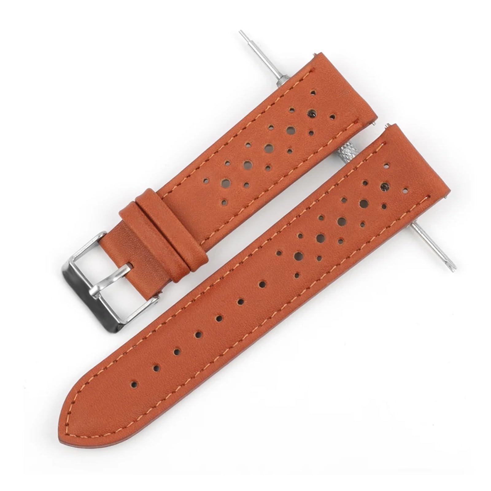 Correa de reloj de cuero de 20mm y 22mm con hebilla plateada resistente 6