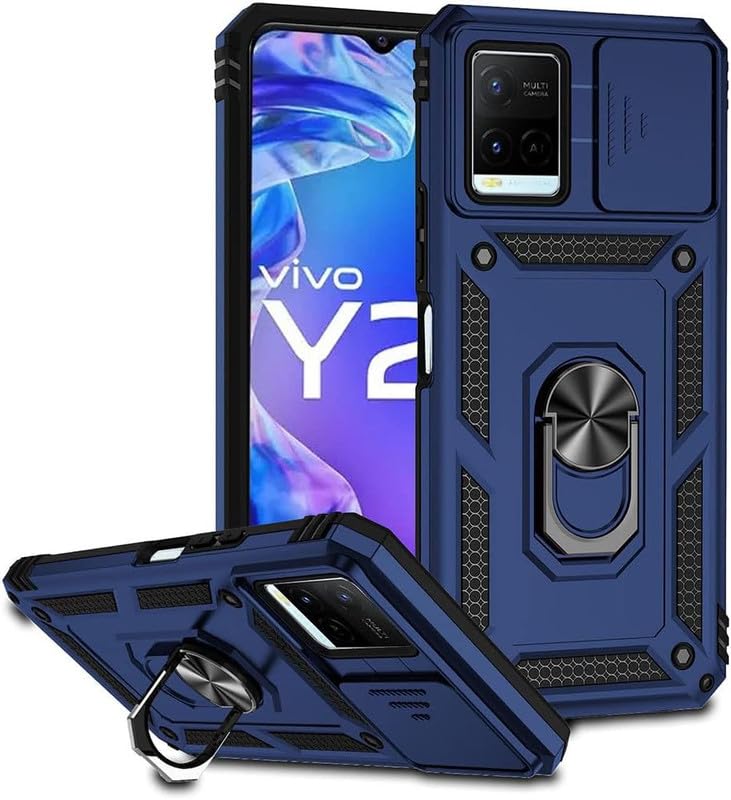 SmartLike Robot Ring Thunder Case, Shockproof Hybrid Kickstand Back Case Defender Cover for Vivo Y33s / Vivo Y21 (2021) - Blue (Sliding Camera Window) (B0CQXV81H7) Amazon Price History, Amazon Price Tracker