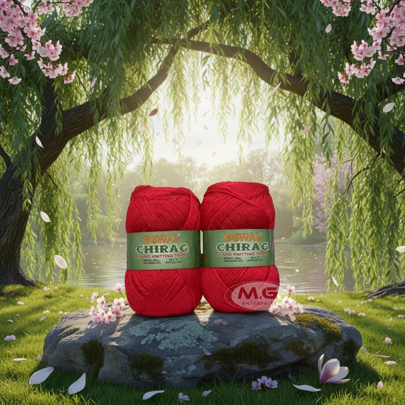 Image of M.G ENTERPRISE Chirag Candy RedSoft Wool Yarn 200 Needle Knitting & Crochet Thread for Art Craft