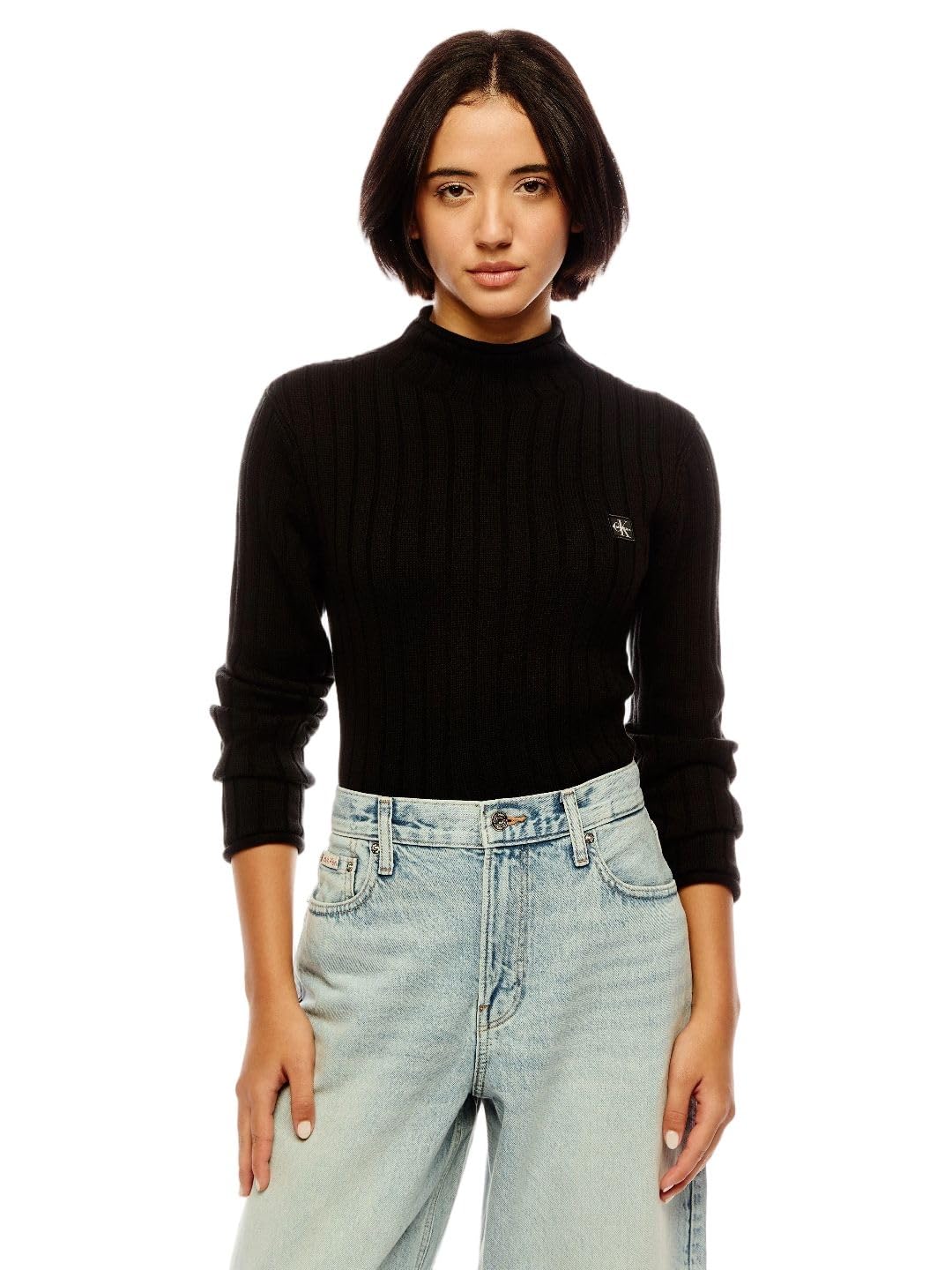 calvin klein jeans Straight fit Cotton Mock Neck Sweater-picture-44