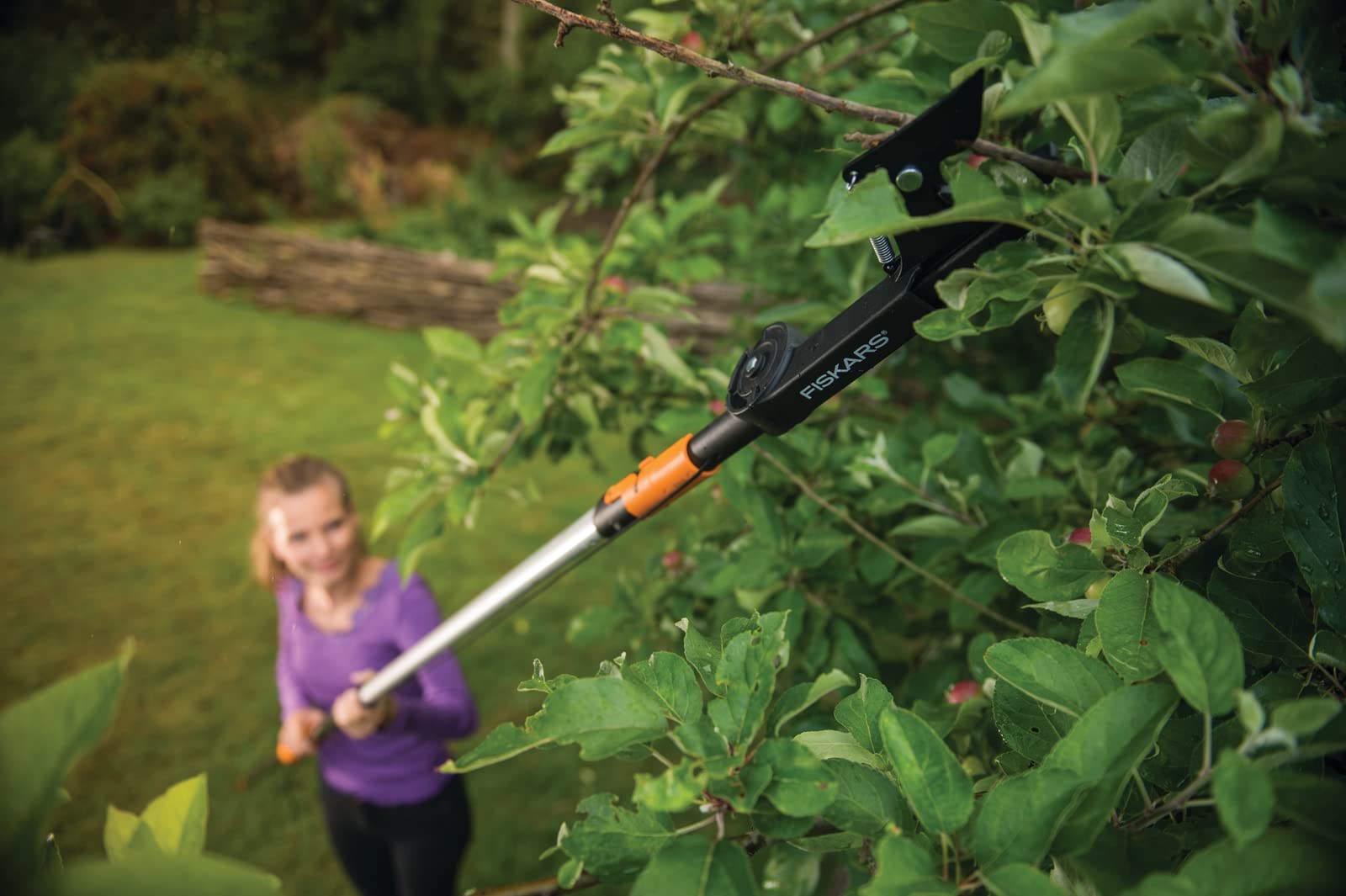 Fiskars Podadera con yunque QuikFit para madera seca, Ø de corte: 3,2 cm, Negro/Naranja, 1001410