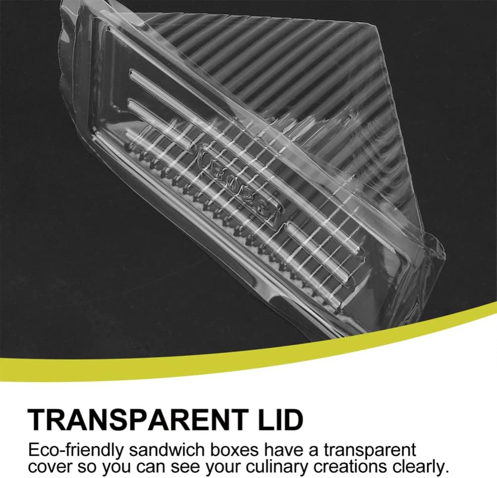 Hemoton Sandwich Packing Boxes Clear Plastic Triangle Containers with Hinged Lid 5.90X3.34X3.14 Inch Disposable Sandwich Box for Takeout Party and Food Storage