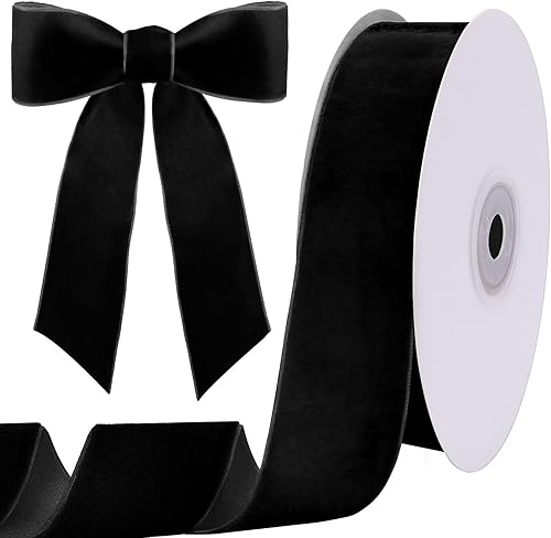 Miniatura 15 de Cinta de terciopelo rojo de 10 yardas para árbol de Navidad, cinta de Navidad de terciopelo de 5/8 pulgadas para envolver regalos, manualidades,