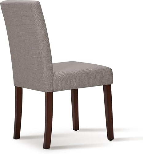 Miniatura 9 de Juego de 4 Sillas de Comedor Tapizadas - Sillas de Cocina Modernas de Granja de Tela Lineada, Sillas de Comedor de Respaldo Alto con Patas de Madera