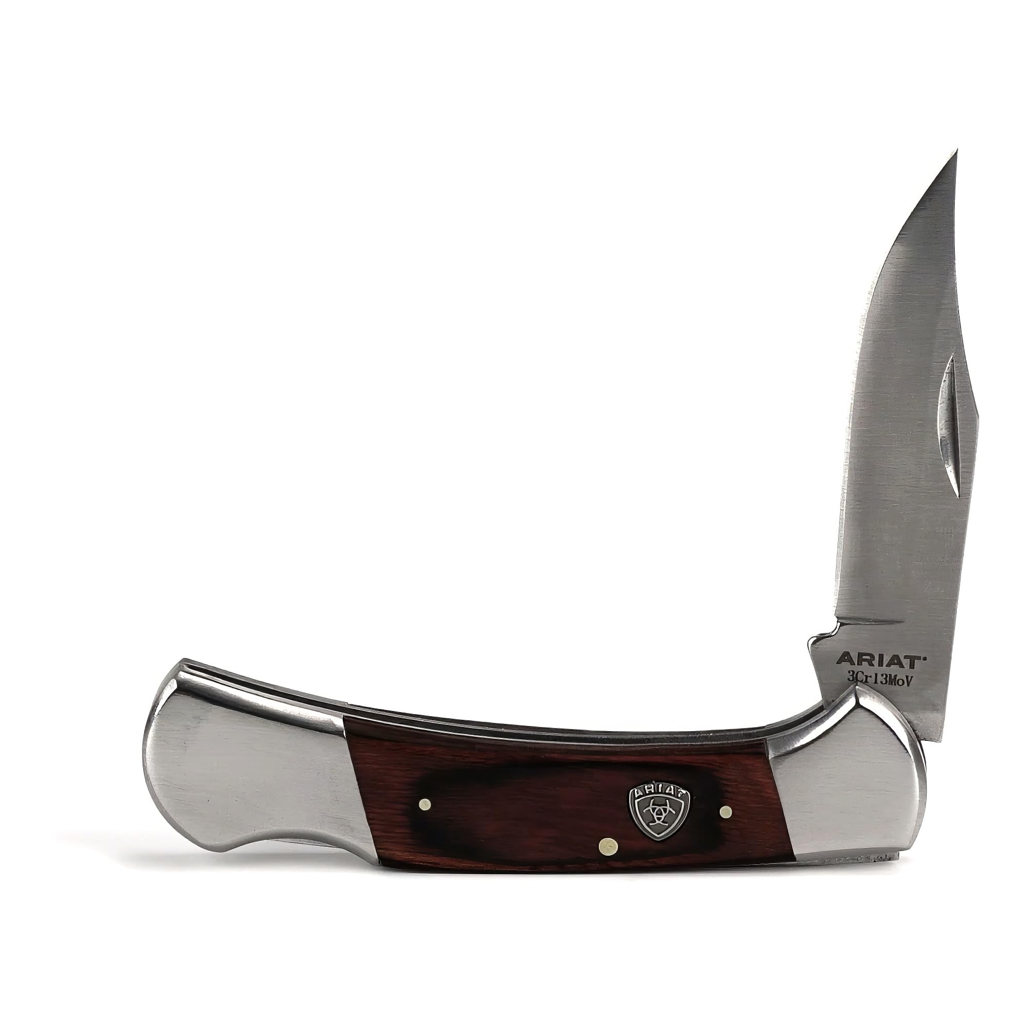 ARIAT Lockback Folding Knife, Wood Handle, 3.125" (Compact)