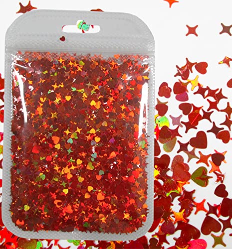 LoveOurHome 15 Colors Holographic Chunky Glitter Flakes Iridescent Valentine Stars Heart Sparkle Confetti Sequins Nail Sticker Accesories for Crafts Resin Epoxy Acrylic Nails Tumbler Makeup