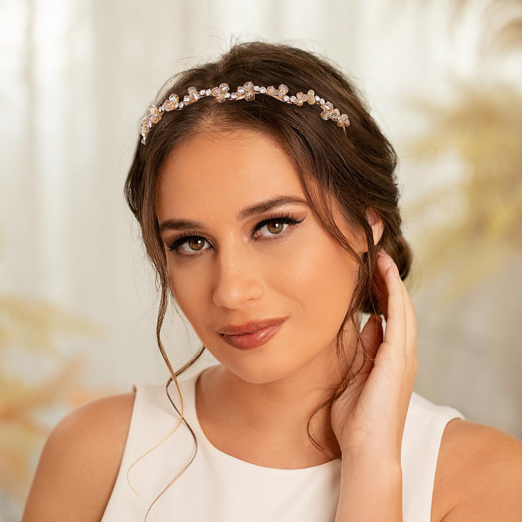 Formery Gold Rhinestone Headband Bead Headbands Crystal Headpiece for Women and Girls - Image 5