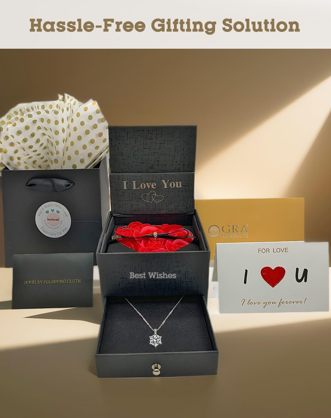 Mothers Day Gifts, Mom Gifts from Daughter Son, Necklace for Mom, Silver Necklace Gifts with Rose Flower for Grandma Daughter Girlfriend and Wife on Birthday Anniversary - Image 6