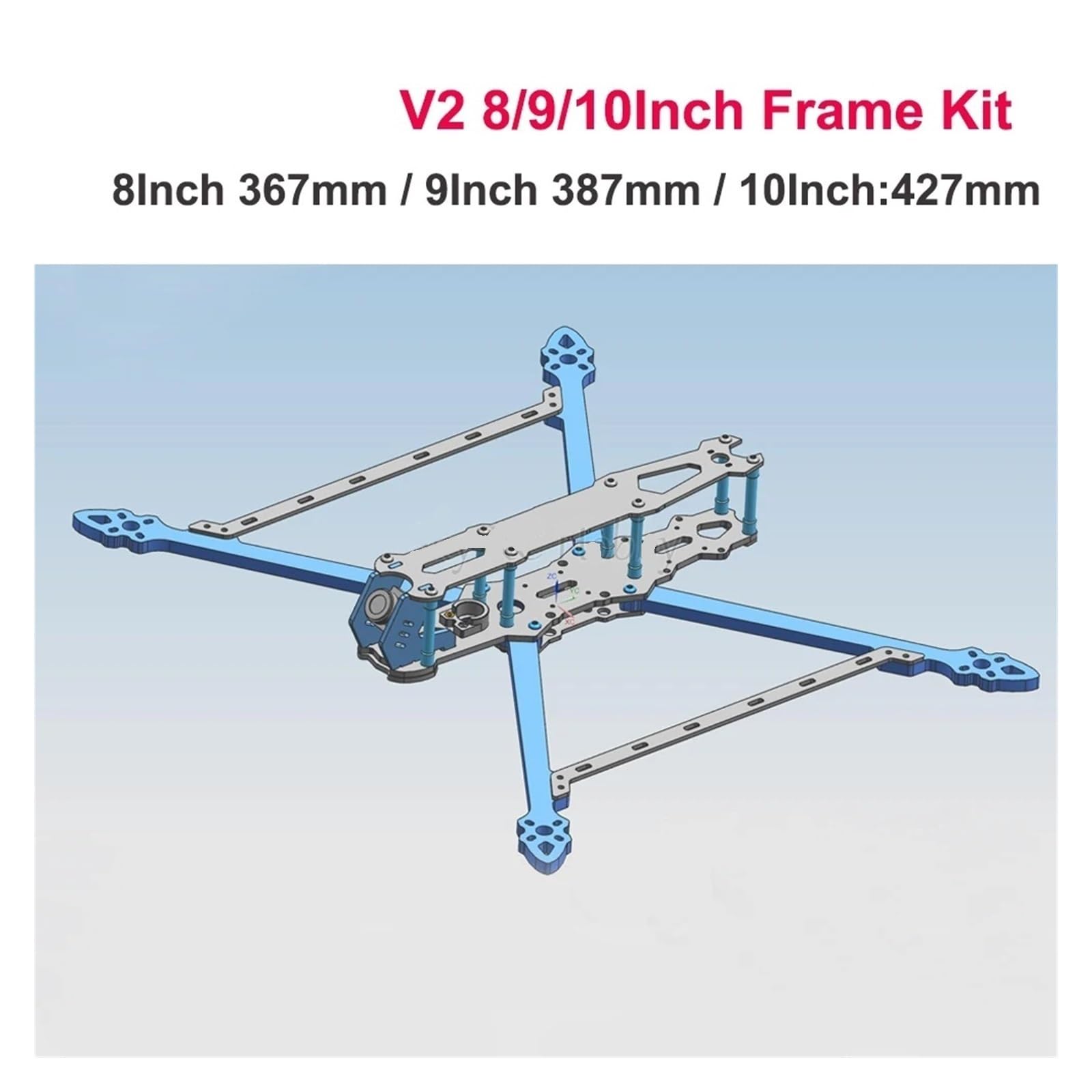 Kit telaio drone, Mark4 V2 fibra di carbonio 7/8/9/10 pollici | Telaio freestyle quadricottero tipo X, passo 295/367/387/427mm, interasse foro camera 19mm(Mark4 V2 10Inch427mm)