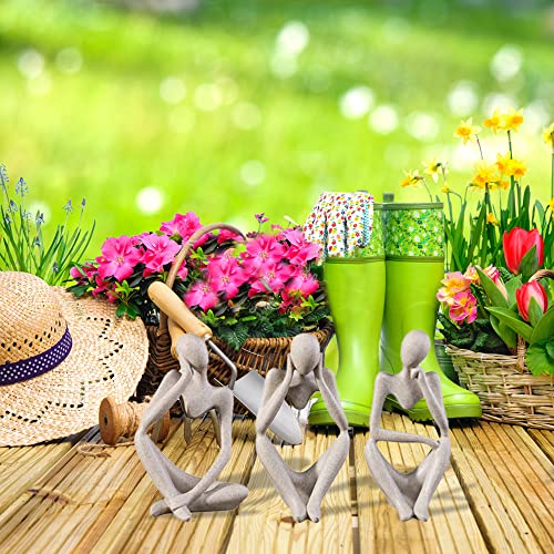 3Pcs Sandstone Thinker Statue Set, Modern Home Decor Abstract Art Sculpture, Small Collectible Figurines For Bookshelf Office Living Room Coffee Table Decor #TOP5