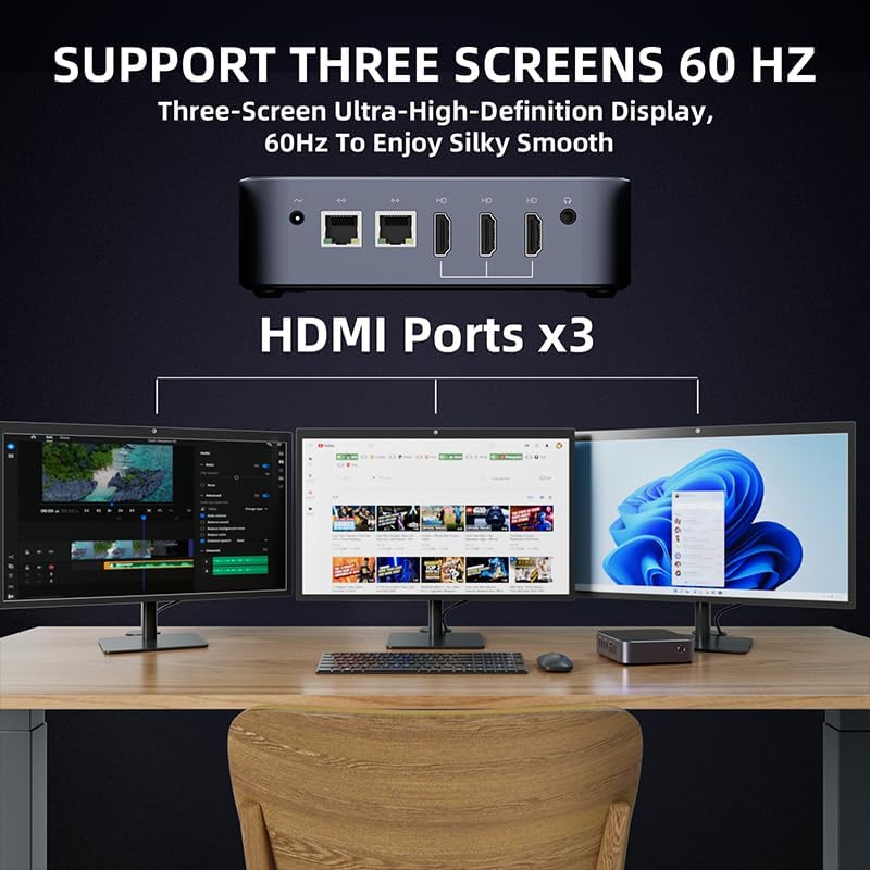 DreamQuest Mini PC W-11 Pro, Intel N95 (Up to 3.4GHz), Mini Desktop Computers 16GB DDR4 RAM 512GB M.2 SSD, WiFi 5/BT4.2/USB C 3.2/4K HDMI/Gigabit Ethernet/Smart Fan for Home Business Office - Image 5