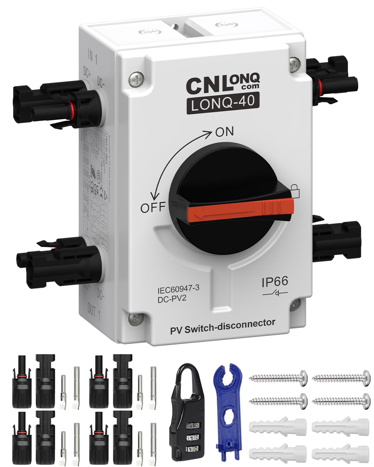 Sezionatore solare 32 Amp DC1200V 2 ingressi 2 uscite Interruttore di Separazione con involucro impermeabile IP66 per sistemi solari su tetto, camper e barche