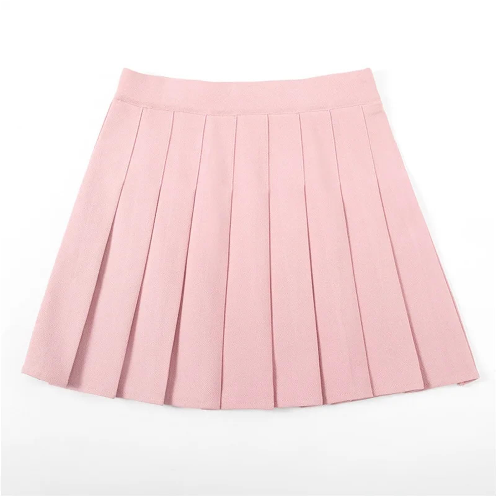 Jupe plissée rose pour femme avec taille haute en coupe trapèze A-line