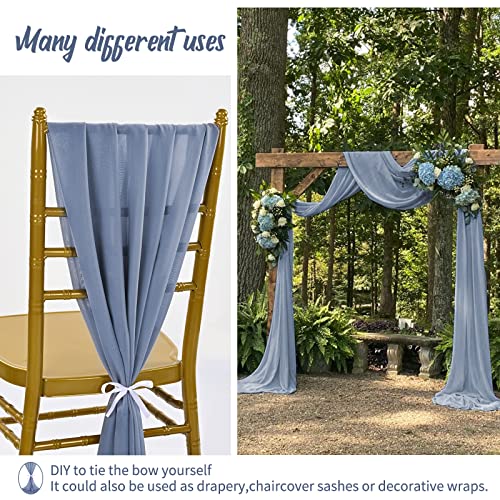 12 Pcs Chiffon Table Runner 10Ft Wedding Table Runner, 28X120 Inches Dusty Blue Romantic Sheer Gauze Table Runners For Wedding Bridal Shower Baby Shower Birthday Party Cake Table Decor #TOP6