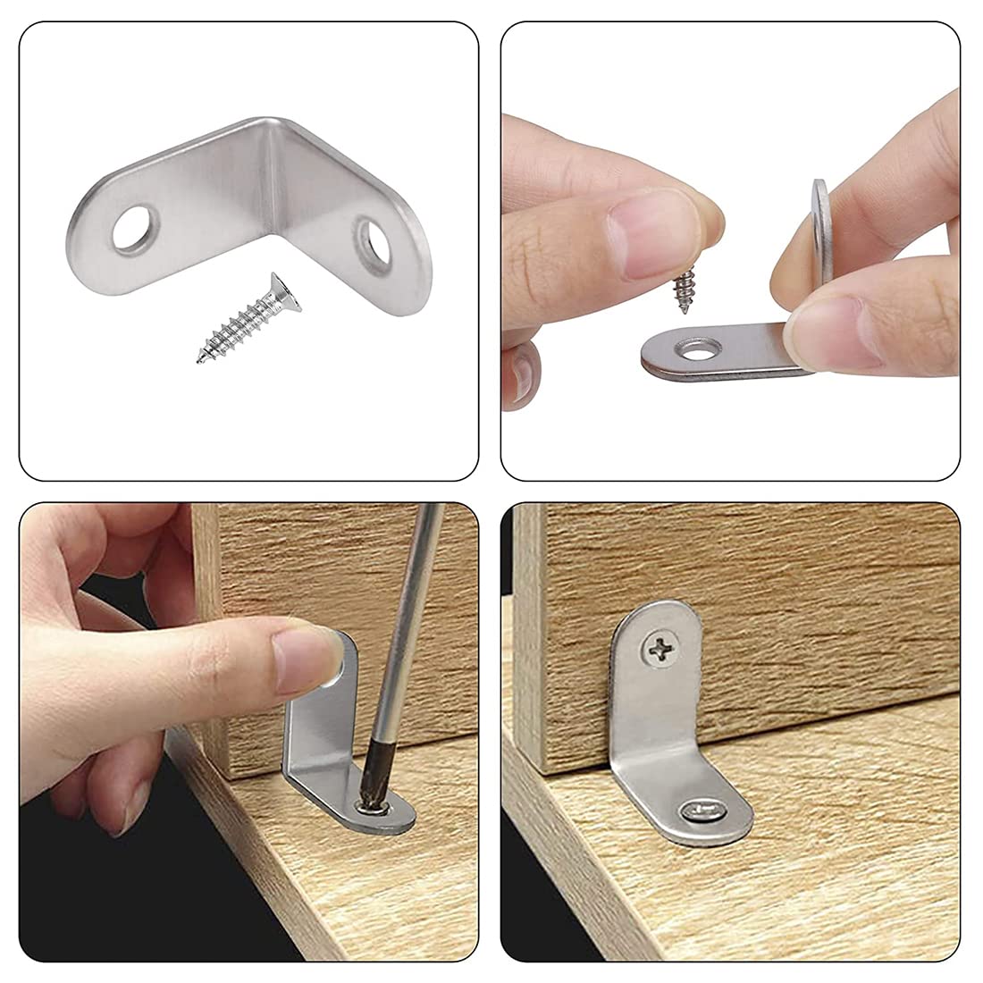TXXATX 24 stuks hoekverbinders, zwart, 30 x 30 x 16 mm, hoek, zwart, roestvrij staal, hoek, klein, 90 graden, metalen hoek met schroef, meubelhoek