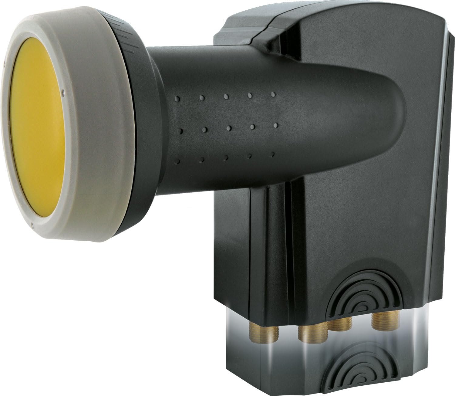 SCHWAIGER Kit complet de parabole satellite - Ø 80 cm - Antenne offset en aluminium anthracite - Avec Quad LNB 4 voies et LNB double bras de support - Réception numérique HD et 4K - Guide-câble