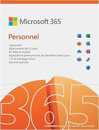 Microsoft 365 Personnel | Office 365 apps | 1 personne | 1 an ​| PC/MAC, tablette et smartphone | Téléchargement